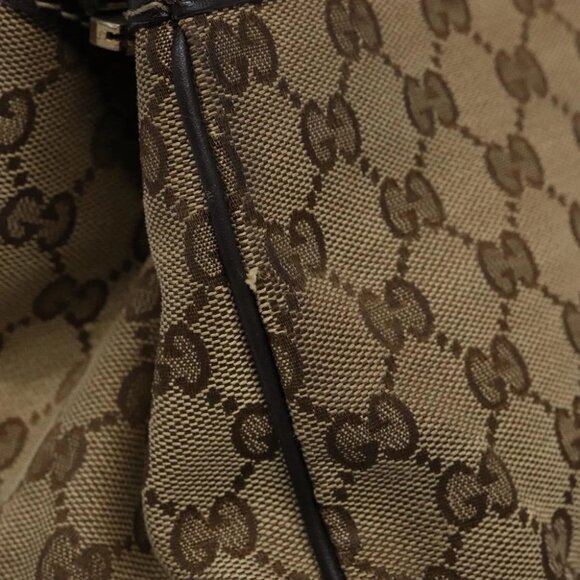 GUCCI GG Canvas Web Sherry Line Hand Bag Beige Gold Red - Picture 7 of 15